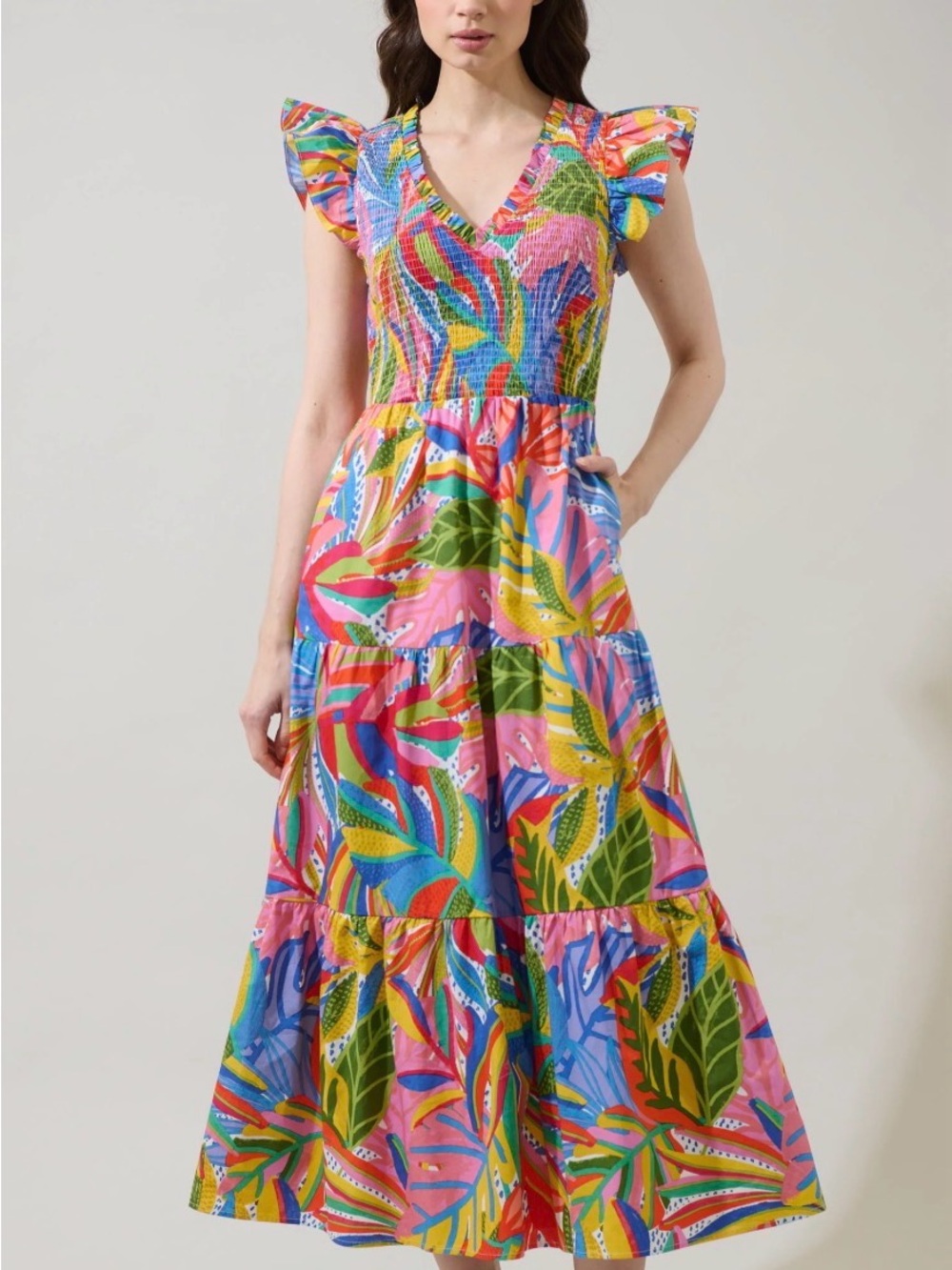 Sugarlips New Guinea Sunfire Tiered Midi Dress NWOT Size Medium